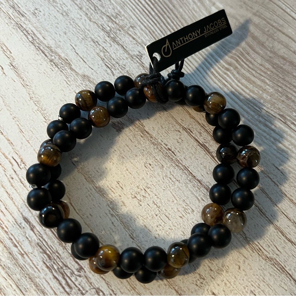 Anthony Jacobs volcano rock and tigers eye bracelets
